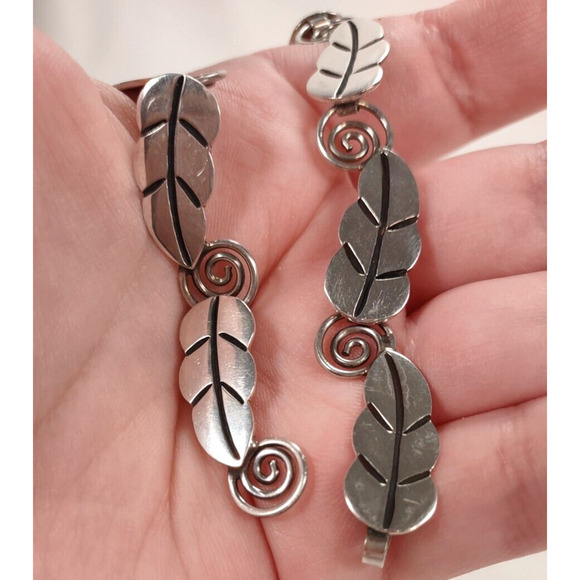 Vintage A or R Muñoz Taxco 925 Sterling Silver Leaf Necklace 17” Handmade Mexico - Picture 15 of 16